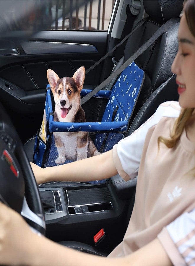 PETANGEL Pet Car Booster Seat Travel Carrier Cage, Oxford Breathable Folding Soft Washable Travel Bags with Seat Belt for Dogs Cats or Other Small Pet (Blue, Size: 40 x 34 x 25cm) - Image 3